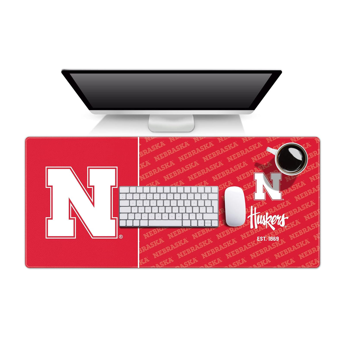 YouTheFan NCAA Florida State Seminoles Logo Series Desk Pad, Team Colors - Nebraska Cornhuskers