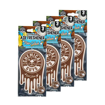 Chemical Guys Ambientador Colgante, Aroma Piña Colada, Ideal para Automóviles, Camiones, todoterrenos, caravanas, casa, Garaje, Lugar de Trabajo, Dormitorio y más, Pack de 12 Unidades
