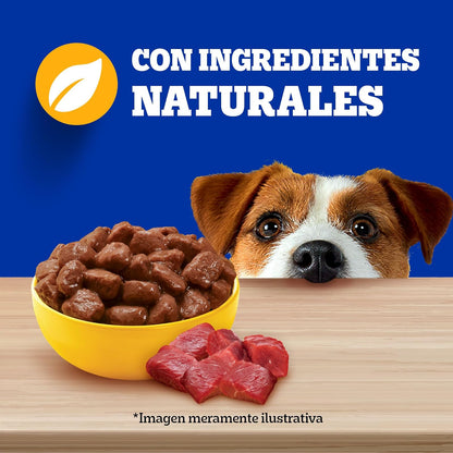 Pedigree - Sobres para Perro, Raza Pequeña, Sabor Res en Filetes, con Ingredientes Naturales, Proteínas y Fibra, 24 Sobres, 100g c/u