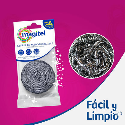 Magitel Espirales de Acero con Fibra - 24 Unidades, Acero Inoxidable