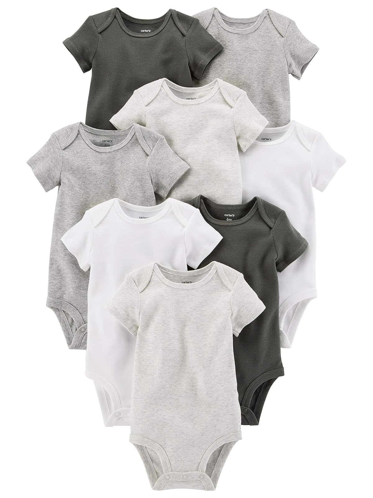 Carter's 8-Pack Short Sleeve Bodysuits Camisa bebés Unisex