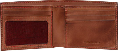 Rawlings Bifold Wallet Collection para hombre, café | Costura de béisbol, compacto, Rawlings | Colección de Bifold para hombre | piel auténtica | Múltiples estilos y colores