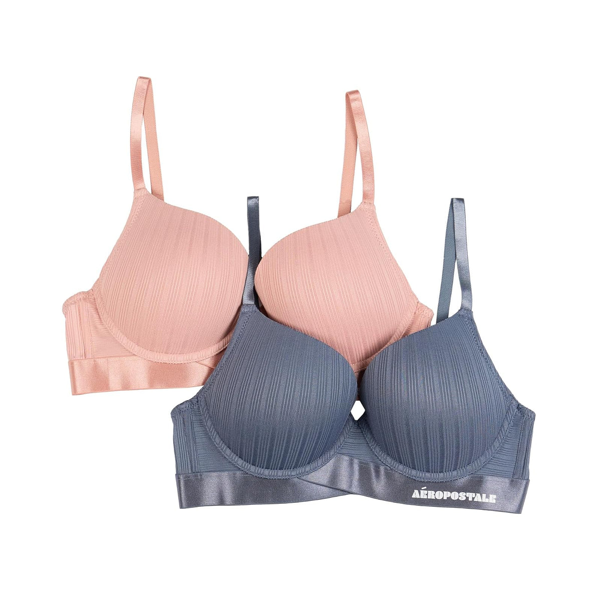 Aeropostale Brasier Push Up, Paquete de 2 - 36C - azul (Grisaille Blue)