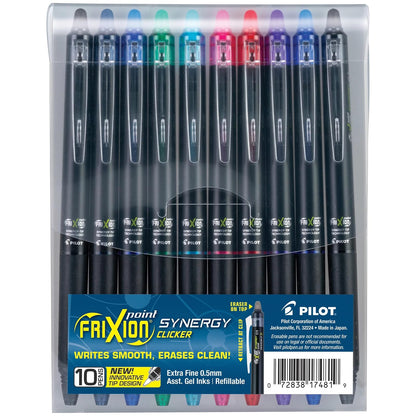 Pilot FriXion Synergy Clicker Bolígrafos Borrables Punta Extrafina Paquete de 5 - Colores Variados