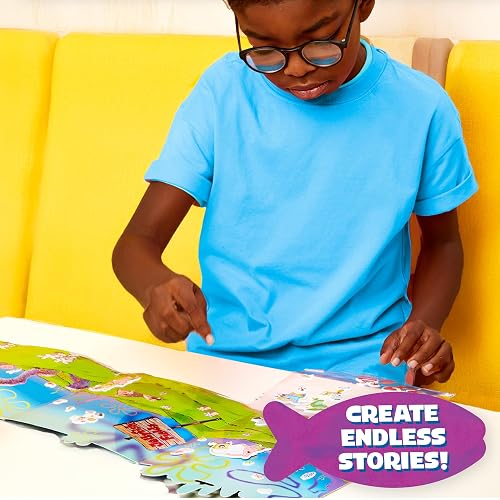 Spongebob - Juego de pegatinas hinchadas, incluye más de 30 calcomanías reutilizables y escenas de juego, libro de actividades de viaje reutilizable para niños, libro de actividades para niños
