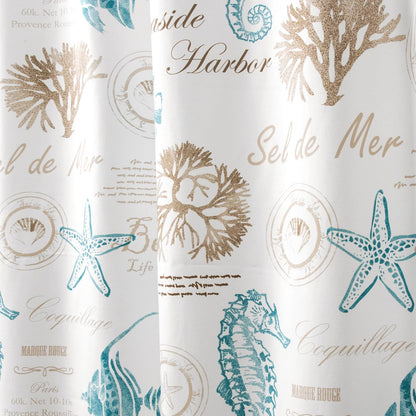 Lush Decor Harbor Life - Cortina de Ducha de 72 Pulgadas de Ancho x 72 Pulgadas de Largo, Azul y Gris Pardo, decoración Costera, Cortina de baño océano, casa de Playa