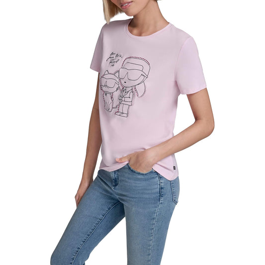Karl Lagerfeld - Playera de Manga Corta con Cuello Redondo para Mujer
