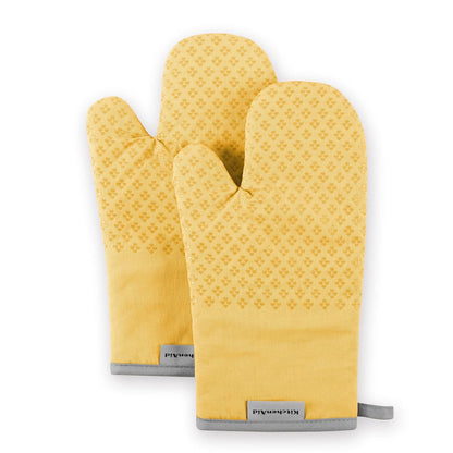 KitchenAid - Juego de Manoplas de Horno de asteroides, 7 x 12.5 Pulgadas, Amarillo ranúnculo, 2 Piezas