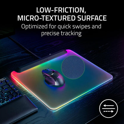 Razer Firefly V2 Pro - Alfombrilla de Mouse RGB Totalmente iluminada para Juegos: diseño retroiluminado, iluminación Croma de 15 Zonas, Puerto USB 2.0, Cable USB Tipo C Desmontable, Superficie