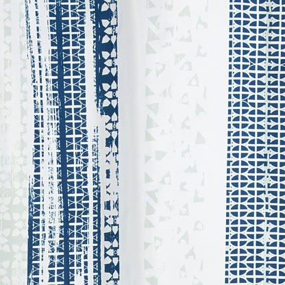 InterDesign 60820 Geometric Multicolor Stripe Fabric Shower Curtain, Navy/Slate Blue, 72 x 72