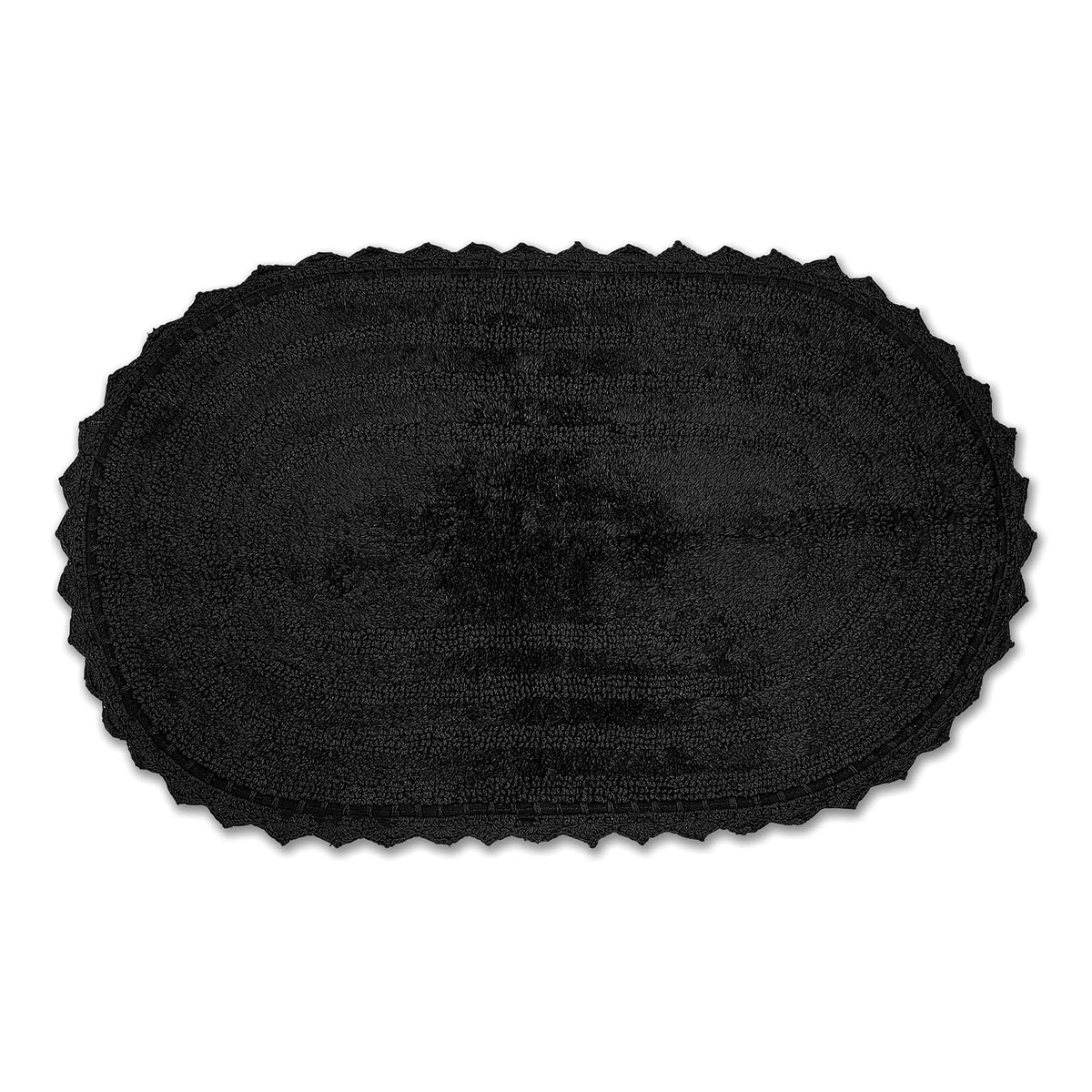 DII Ultra Soft Spa Cotton Crochet Oval Bath Mat or Rug Place in Front of Shower, Vanity, Bath Tub, Sink, and Toilet, 21 x 34" - White - 1'9" x 1'9" (Oval) - Negro