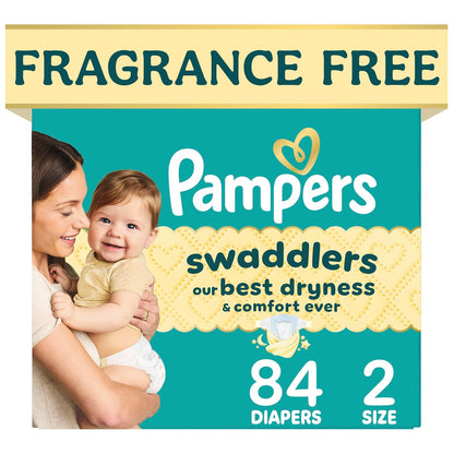 Pampers Pampers Swaddlers Diapers Size 2 84 Count, 84 Count | Suavidad tipo frazada con BreatheFree Liner. Protección contra fugas, alta absorción e indicador de humedad.
