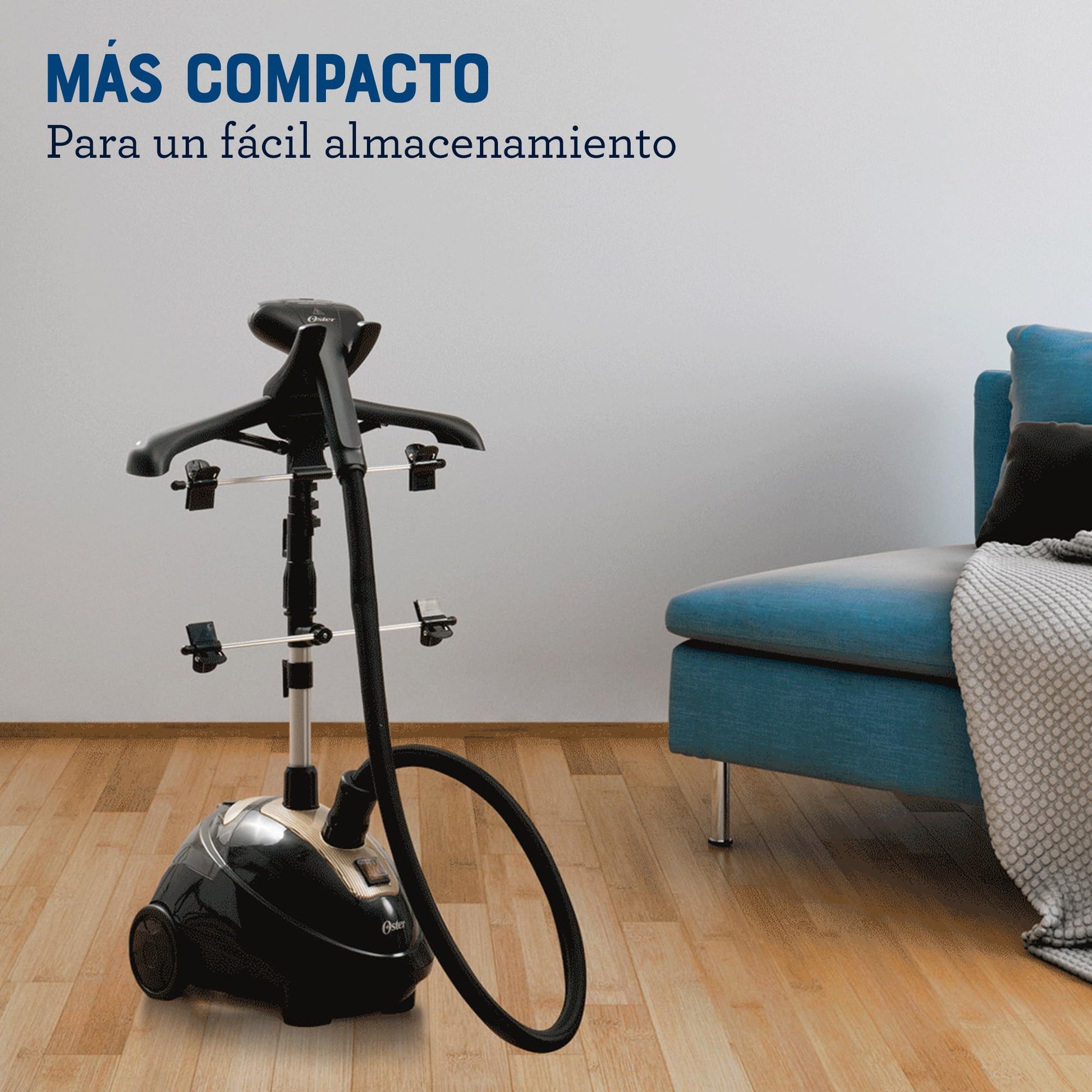 Oster® Vaporizador de Ropa de Pedestal Vertical, con Gancho 360° para Sostener las Prendas, Negro