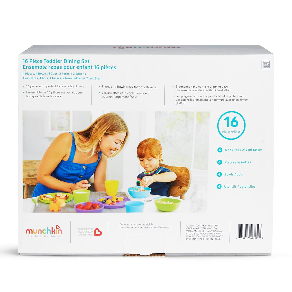 Munchkin® - Juego de 16 suministros de alimentación para bebés y niños pequeños, incluye platos, cuencos, tazas y utensilios
