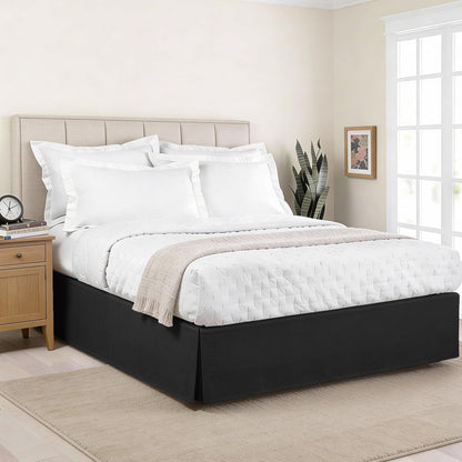 Lux Hotel FRE23614BLAC03 Falda para Cama de Microfibra Básica de 35.56 cm, queen, negro