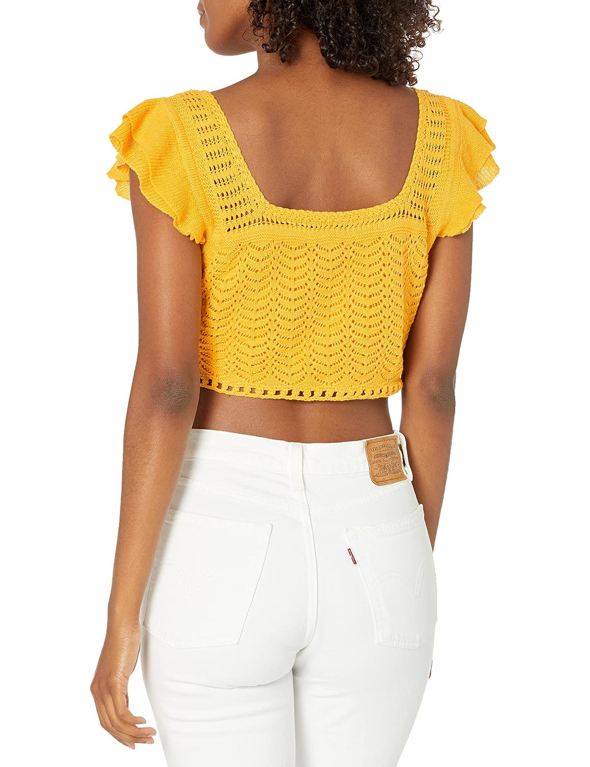 BCBGMAXAZRIA Crochet Crop Top Suter Mujer