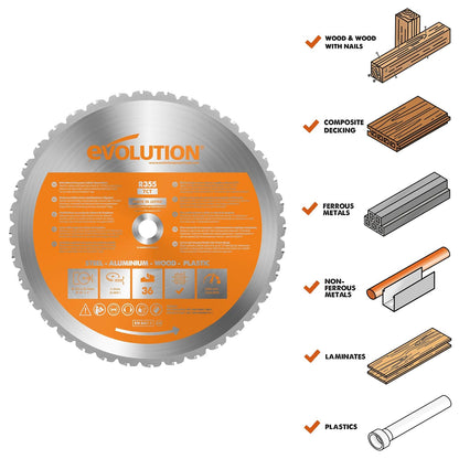 Evolution Power Tools RAGE355Blade Multi-Purpose Cutting Blade for RAGE2, 14-Inch