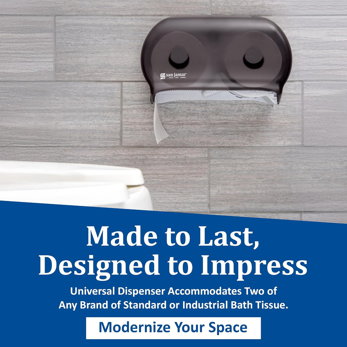 San Jamar R3600TBK Versa twin Dual Bath Tissue Dispenser, 1.437" Mandrel, Black Pearl (TTD105)