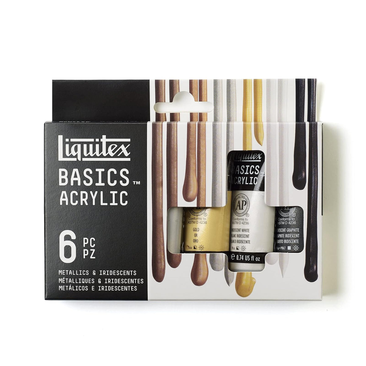 Liquitex Set Metal and Iridescent con 6 Pinturas Acrílicas Basics 22 ml