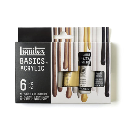 Liquitex Set Metal and Iridescent con 6 Pinturas Acrílicas Basics 22 ml