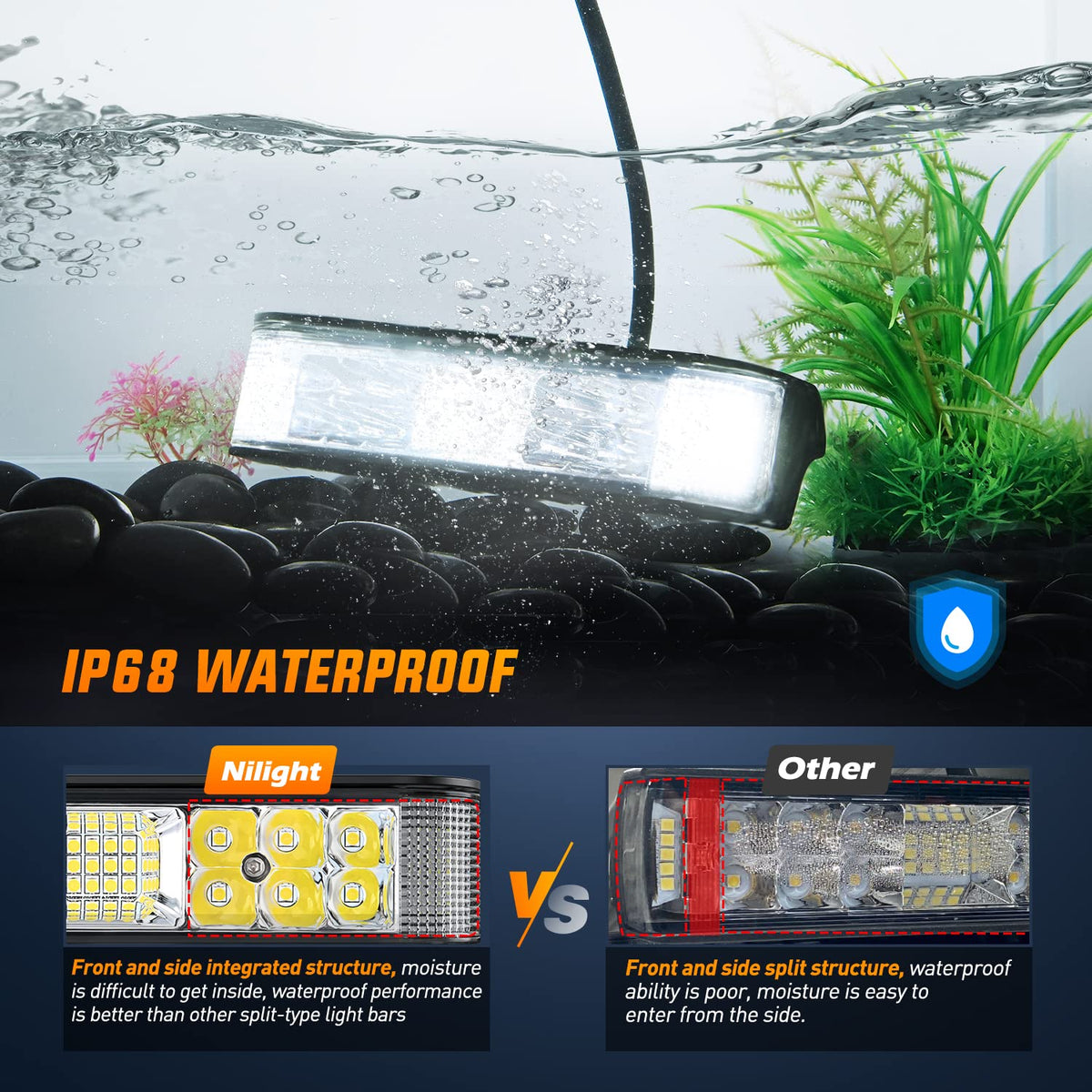 Nilight W0434 Paquete de 2 Cápsulas LED de Disparo Lateral de 6.5 Pulgadas 60 W, para Camión/ATV/UTV/Barco