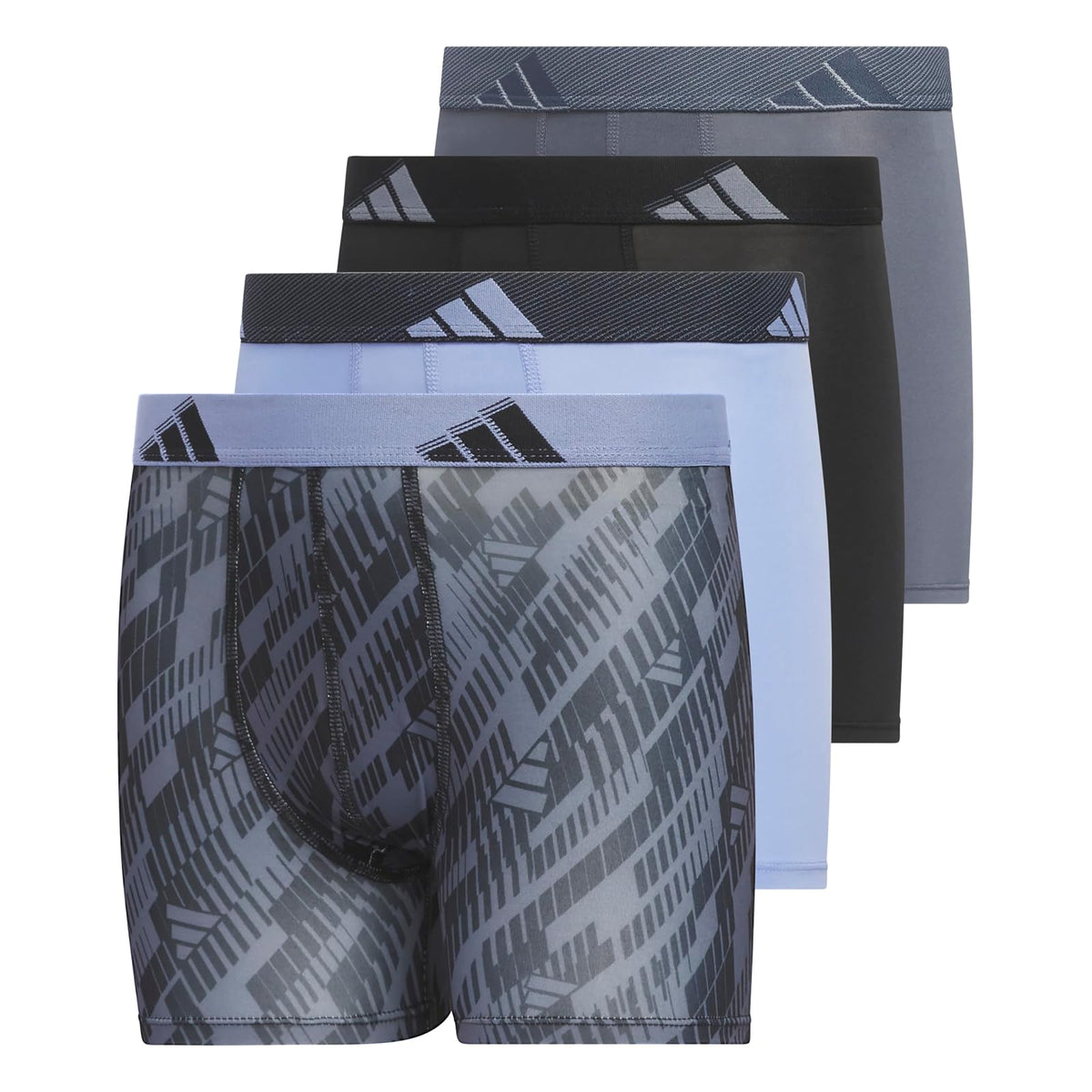 adidas - Calzoncillos tipo calzones de microfibra para jóvenes (multipaquete) para niños - Negro - Azul Spark - Gris - Microfibra - Gráfico - M