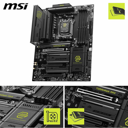 MSI MAG B850 Tomahawk MAX WiFi V1 Motherboard, ATX - Compatible con procesadores AMD Ryzen 9000/8000 / 7000, AM5-80A SPS VRM, DDR5 Memory Boost 8400+ MT/s (OC), PCIe 5.0 x16, M.2 Gen5, Wi-Fi 7, 5G LAN
