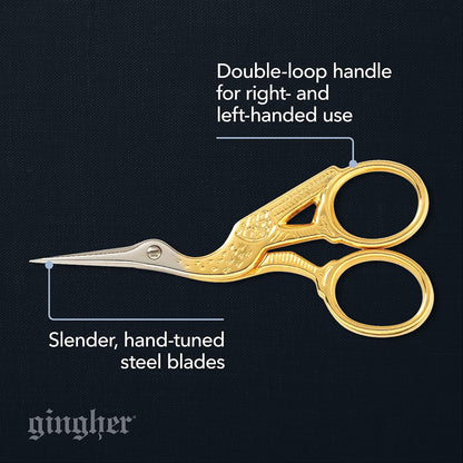 Gingher 3.5 Inch Stork Embroidery Scissors (01-005280)