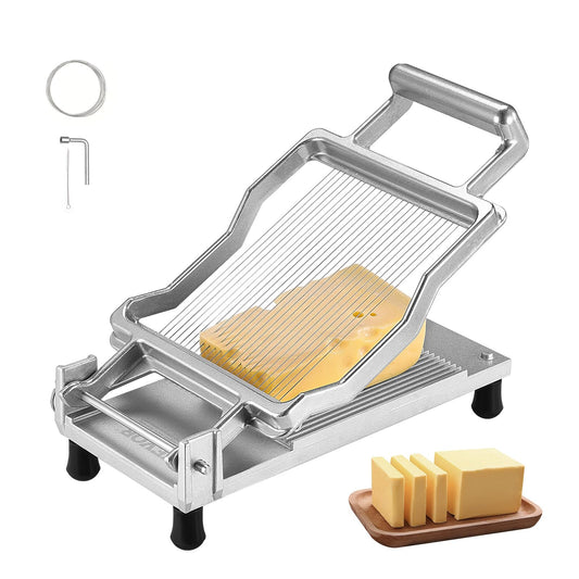 VEVOR Cortador de queso con alambre, cortador de queso de 5,08 mm, hoja de corte de queso ultrafina, alambre desmontable para cortar queso, aleación de aluminio + acero inoxidable, herramientas de
