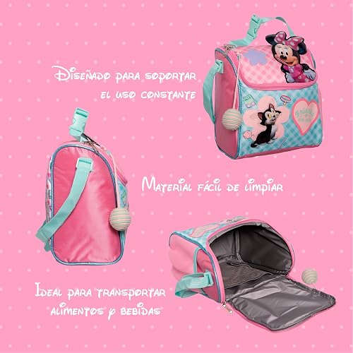 Ruz Lonchera Infantil y Preescolar | Minnie Mouse | 100% Poliéster Capacidad 3 Litros | Bolso Escolar para Niños con Forro de Aluminio y Cierre de Cremallera | Recomendado desde 3 años