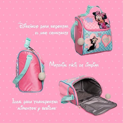 Ruz Lonchera Infantil y Preescolar | Minnie Mouse | 100% Poliéster Capacidad 3 Litros | Bolso Escolar para Niños con Forro de Aluminio y Cierre de Cremallera | Recomendado desde 3 años