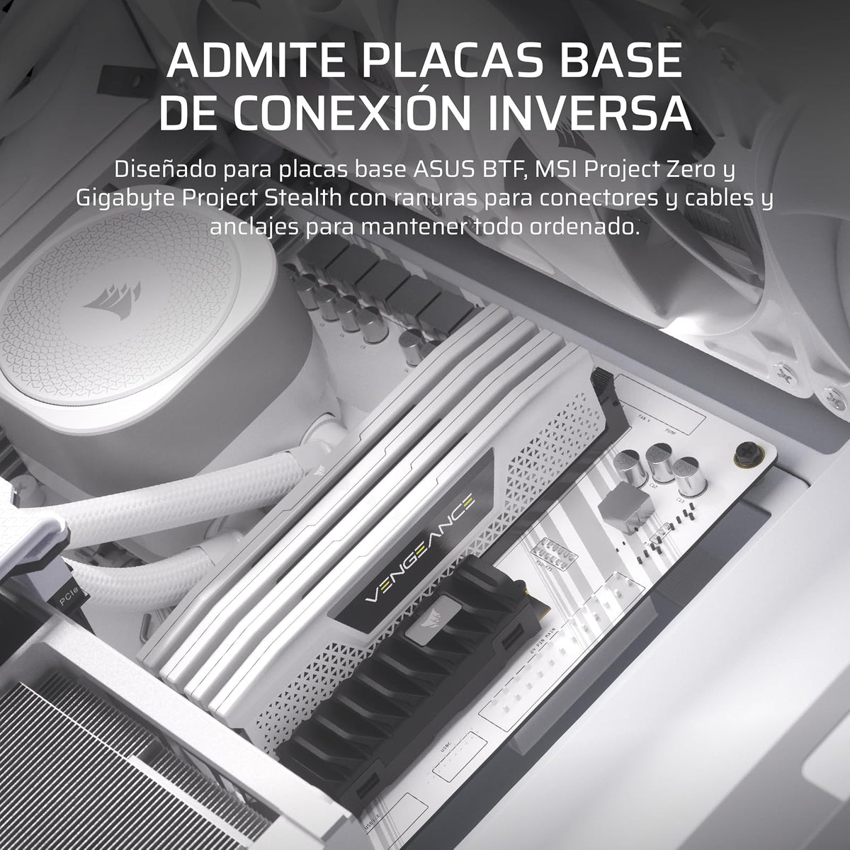 Corsair Frame 4000D Caja Modular Mid–Tower ATX para PC – Alto Flujo de Aire, Sistema de Montaje de Ventiladores InfiniRail™, ASUS BTF, MSI Project Zero, Gigabyte Project Stealth – Blanco