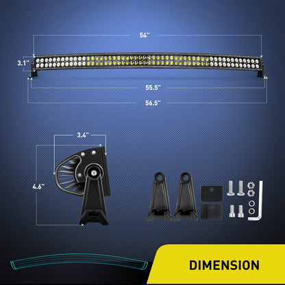 Nilight - Barra de Luces LED Curvada 312 W 137 cm, luz de conducción, luz de Niebla, 2 años de garantía