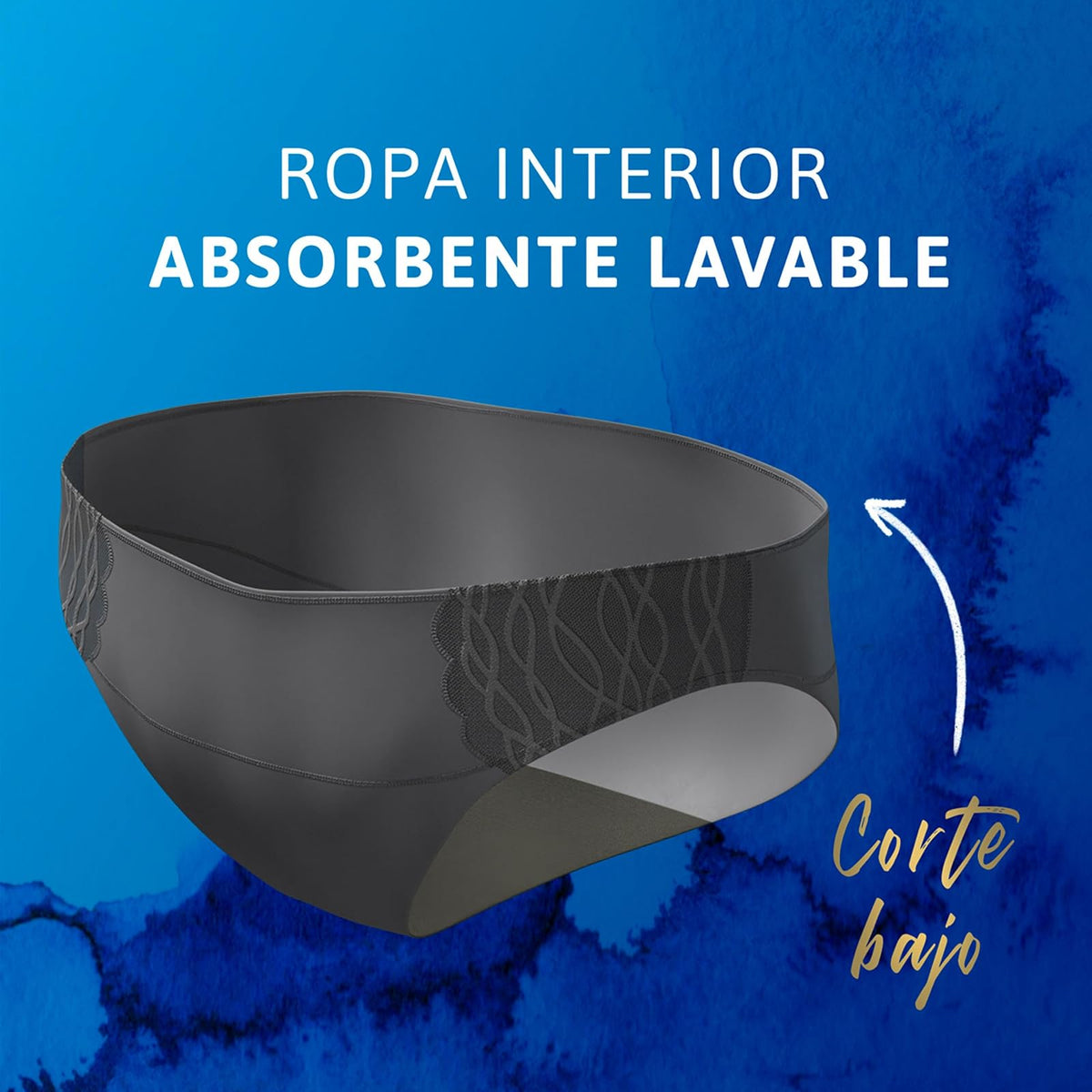 TENA Lady Ropa Interior Absorbente Lavable; Corte Bajo; Color Negro; Talla XL; 1 Pieza