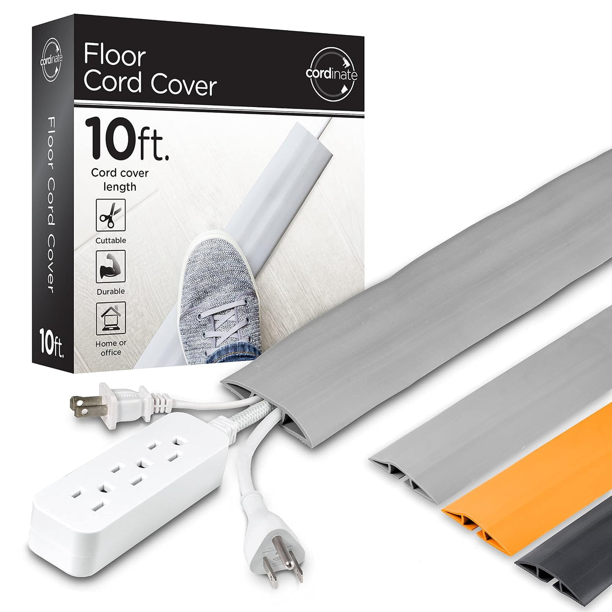 Cordinate Cubierta para Cable de Piso, Perfil Bajo - Gris - 3 m