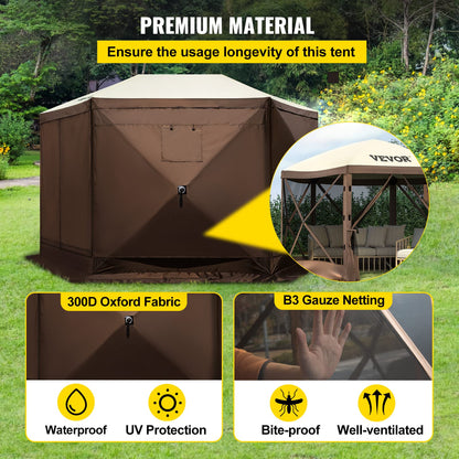 VEVOR - Tienda de campaña con Ventana de Malla, 1.25 x 12 pies, Tienda de campaña desplegable de 6 Lados con Ventanas de Malla, Bolsa de Transporte portátil, estacas de Tierra, Tiendas de campaña