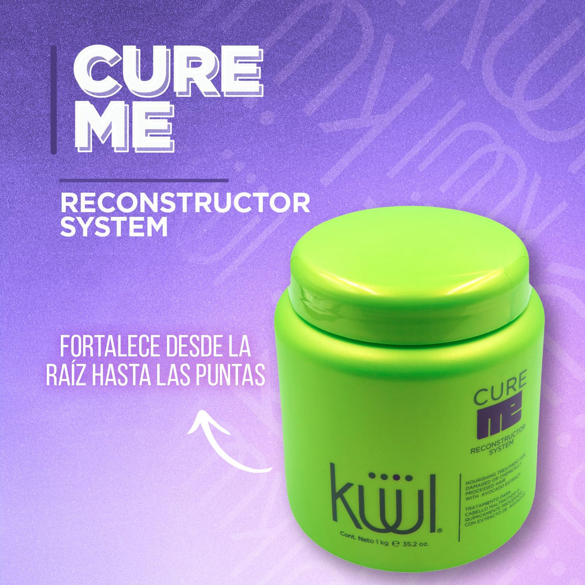 KÜÜL - Tratamiento para Cabello Maltratado Cure Me Reconstructor 1L. Aporta Brillo, Suavidad e Hidratación a tu Cabello y Evita el Quiebre del Cabello por el Uso de Químicos