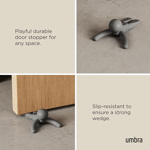 Umbra Buddy Tope de Puerta Antideslizante de Hule Resistente, Gris | Construcción de goma suave, protege los suelos de arañazos, cuña antideslizante, se adapta a varios tipos de suelo