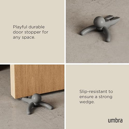 Umbra Buddy Tope de Puerta Antideslizante de Hule Resistente, Gris | Construcción de goma suave, protege los suelos de arañazos, cuña antideslizante, se adapta a varios tipos de suelo