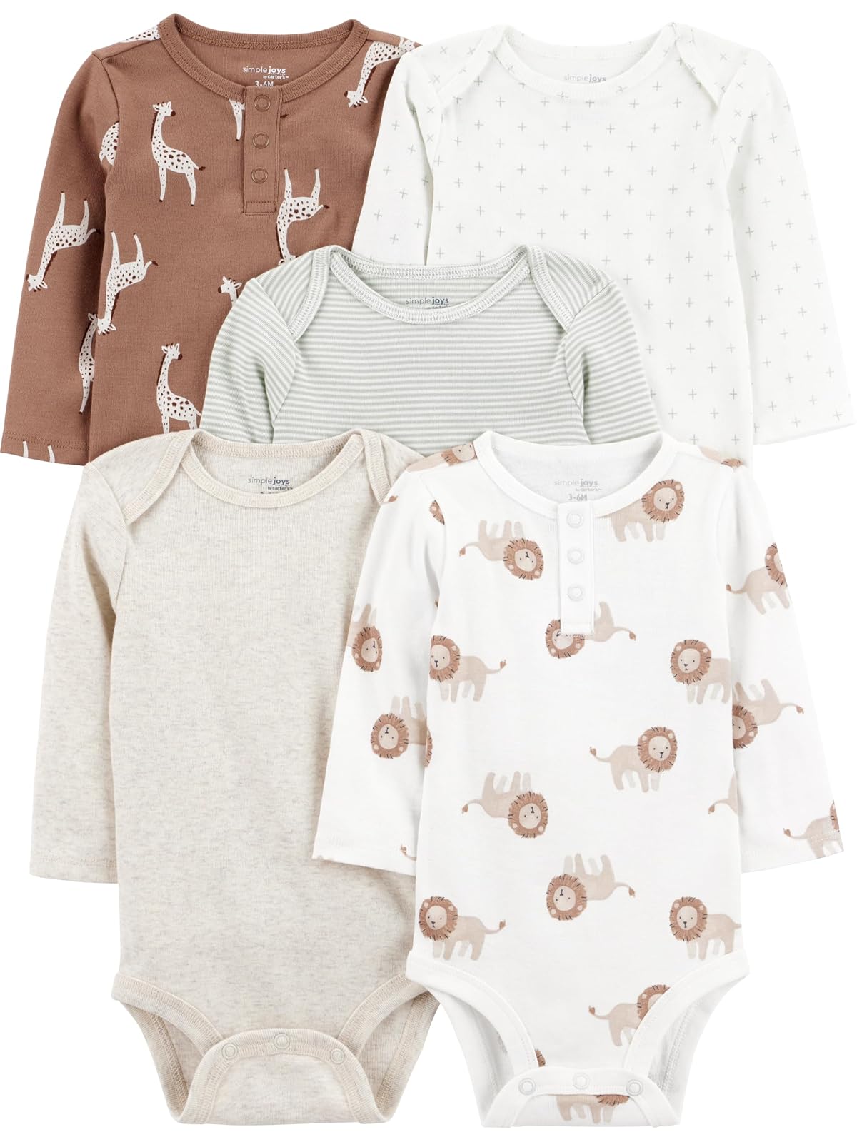 Simple Joys by Carter's 5-pack Long-sleeve Bodysuit Body Unisex bebé
