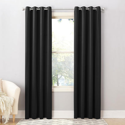 Sun Zero Barrow Cortina para Ahorro de Energía con Ojales - 137.2An x 241.3Al cm (1 Paneles) - Negro