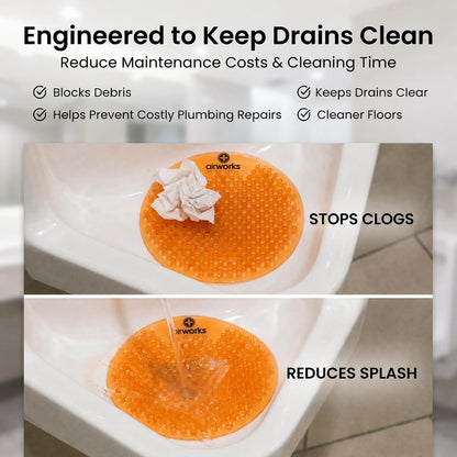 AirWorks AWSFUS007-BX Splash Free Urinal Screen, Mango, 0.22 lb., 8" Height, 6" Width, Orange (Pack of 10)