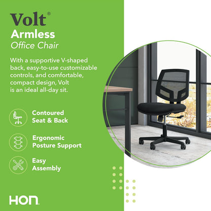 HON Volt - Silla de Trabajo sin Brazos, Color Negro