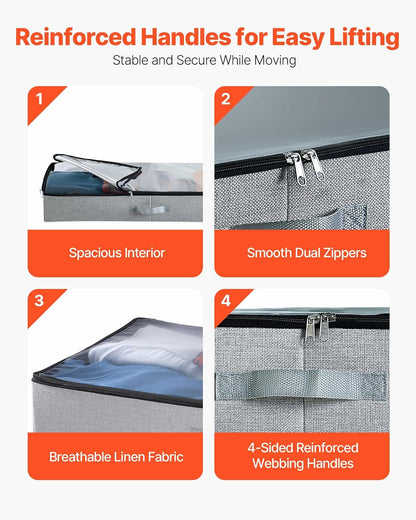 VEVOR Contenedor de Almacenaje para Debajo de Cama 850 x 430 x 120 mm 2 Piezas Bolsa de Almacenamiento Bajo Cama con Tapa Transparente Organizador de Ropa, Mantas para Dormitorios, Salas de Estar