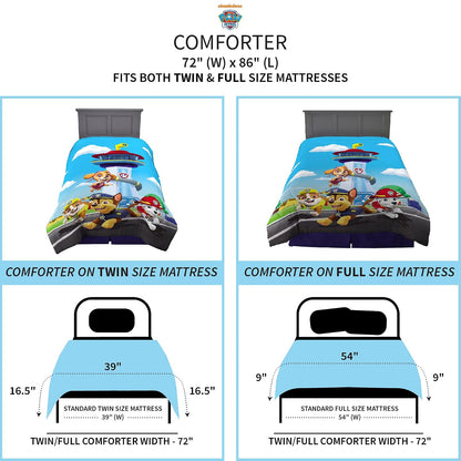 Franco Kids Bedding Edredón Reversible de Microfibra súper Suave, tamaño Individual/matrimonial, Patrulla Canina