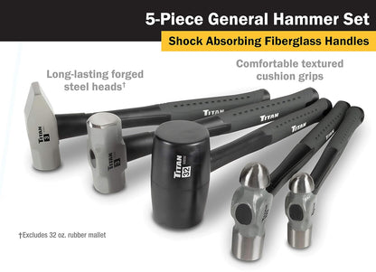 Titan Tools Juego de Martillos 63125, 5 Piezas