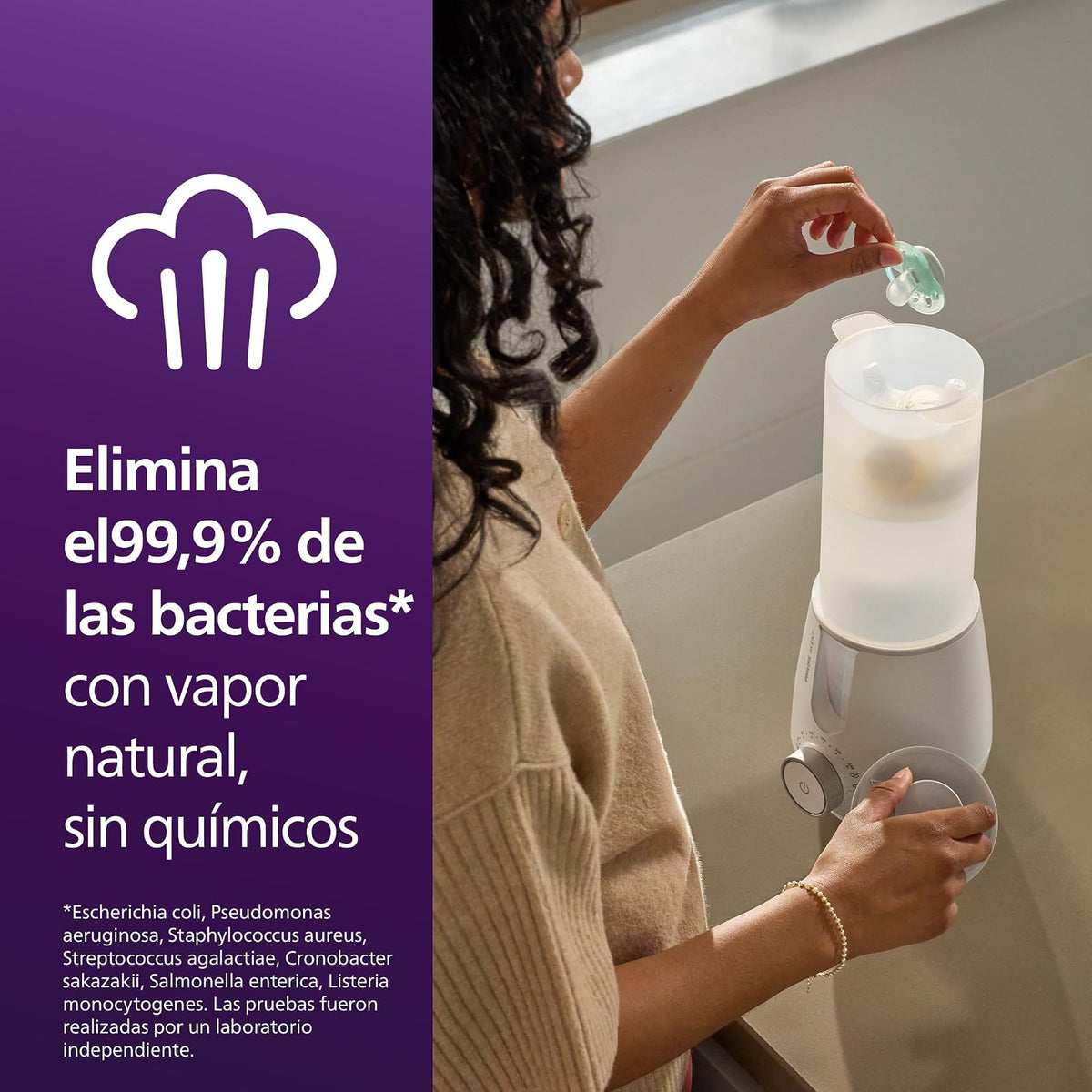 Philips Avent Calentador y Esterilizador 2 en 1 Listo en 3 Minutos | Sensor inteligente que evita sobrecalentamiento | Elimina 99.9% de bacterias | Calentamiento tipo hospitalario | SCF359/00