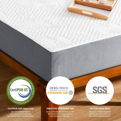 Olee Sleep Colchón de Espuma viscoelástica con infusión de Gel ventilado de 6 Pulgadas, Certificado CertiPUR-US®, Gris, Completo
