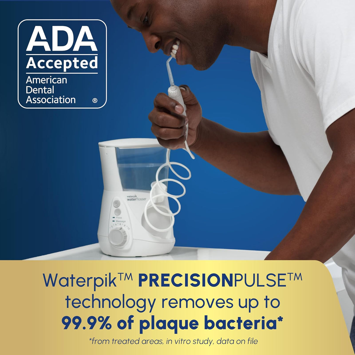 Waterpik Irrigador Dental - Aquarius Professional, WP-660 Blanco | Blanco, 1 unidad, 7 boquillas, modo de masaje, depósito de agua grande