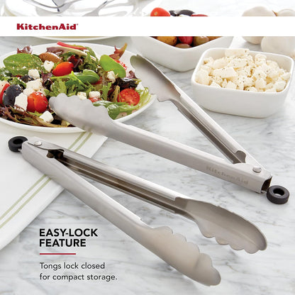 KitchenAid - Juego de 2 pinzas de cocina universales de acero inoxidable
